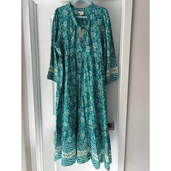Tuckernuck Beach Palmetto Bouquet Print Long Sleeve Salty Paloma Caftan 3X NWT - Picture 1 of 4
